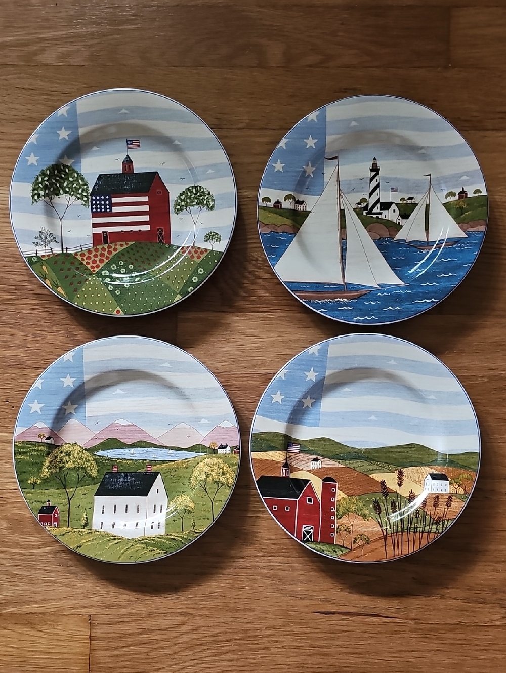 1999 Warren Kimble Dishes America the Beautiful Bundle Qty 4